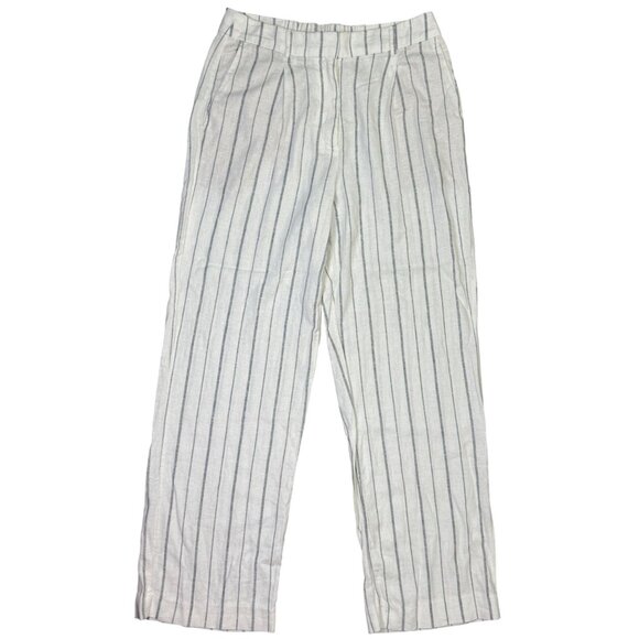 Old Navy Size M Woman Extra High-Rise Taylor Wide-Leg Striped White Linen-Blend - Picture 1 of 13